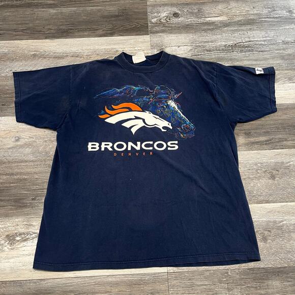 Vintage Logo Athletic NFL Denver Broncos Blue Mens XL Football USA Made T-Shirt - Picture 2 of 11
